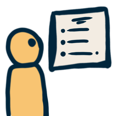 an emoji yellow person looking at a list.